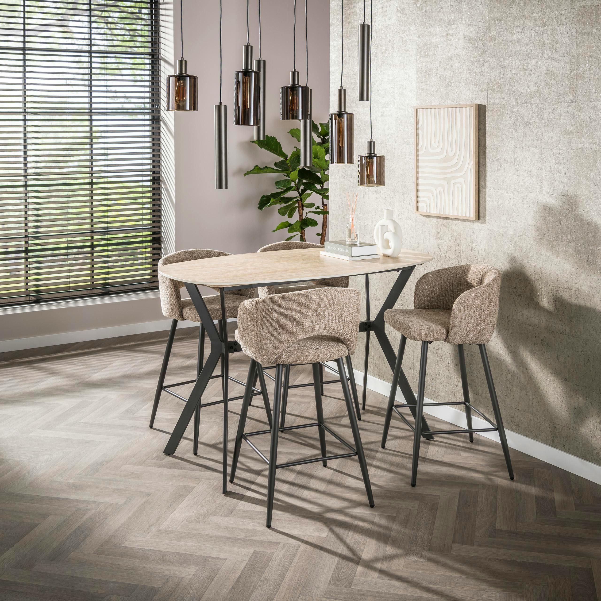 Table haute céramique effet travertin 140 cm ASCOLI