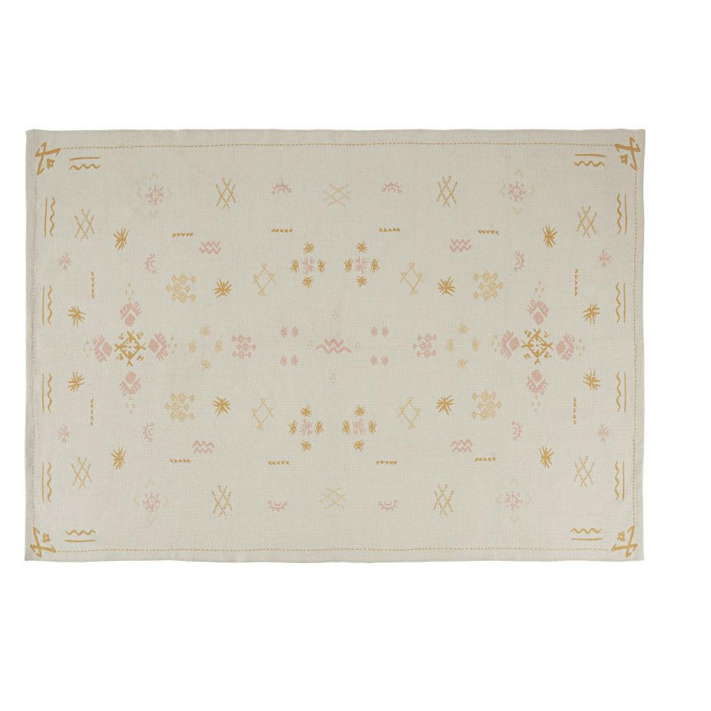 ALBALADIA - Tapis en polyester recyclé et coton jaune 140x200