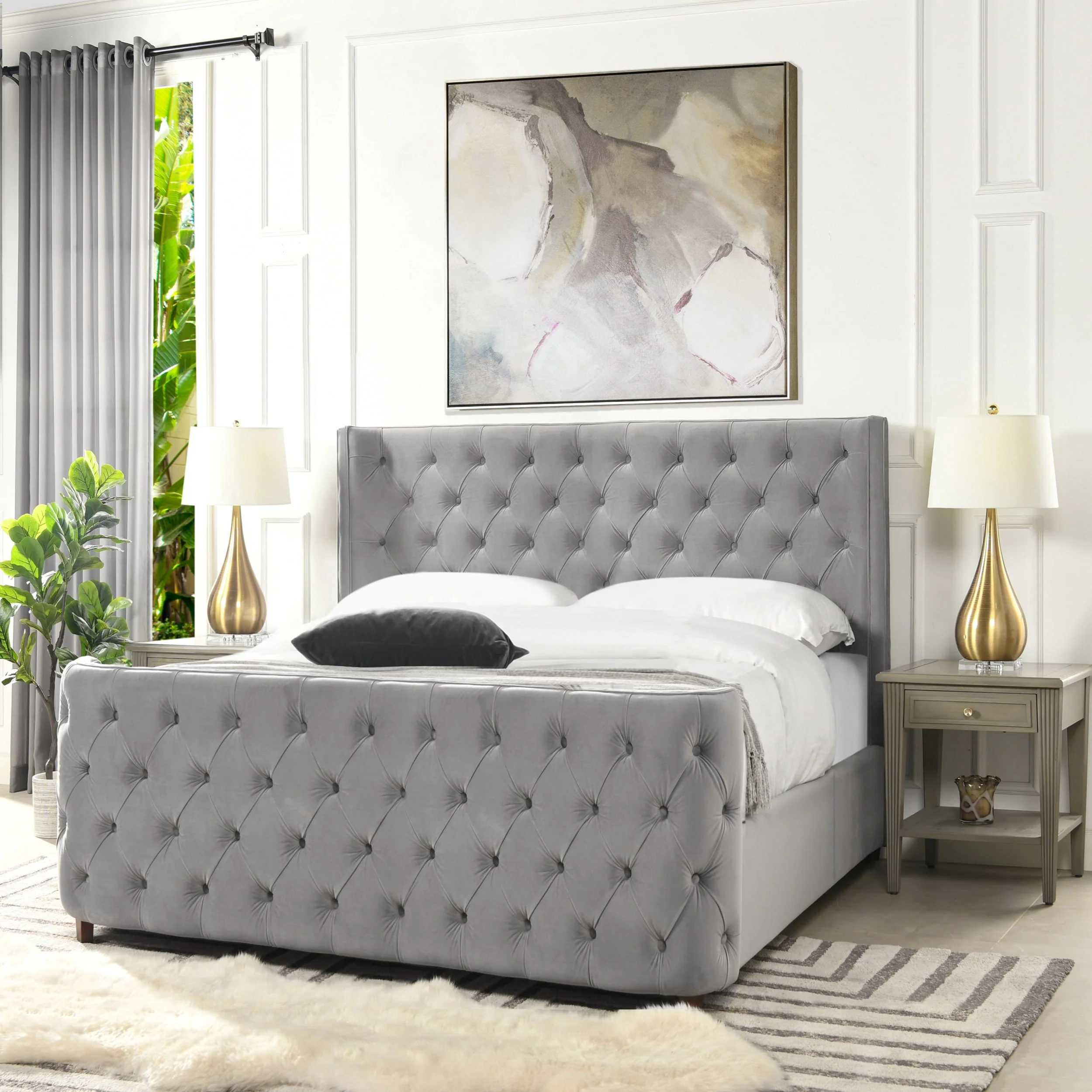 Brooklyn Tufted Shelter Wingback Panel Bed