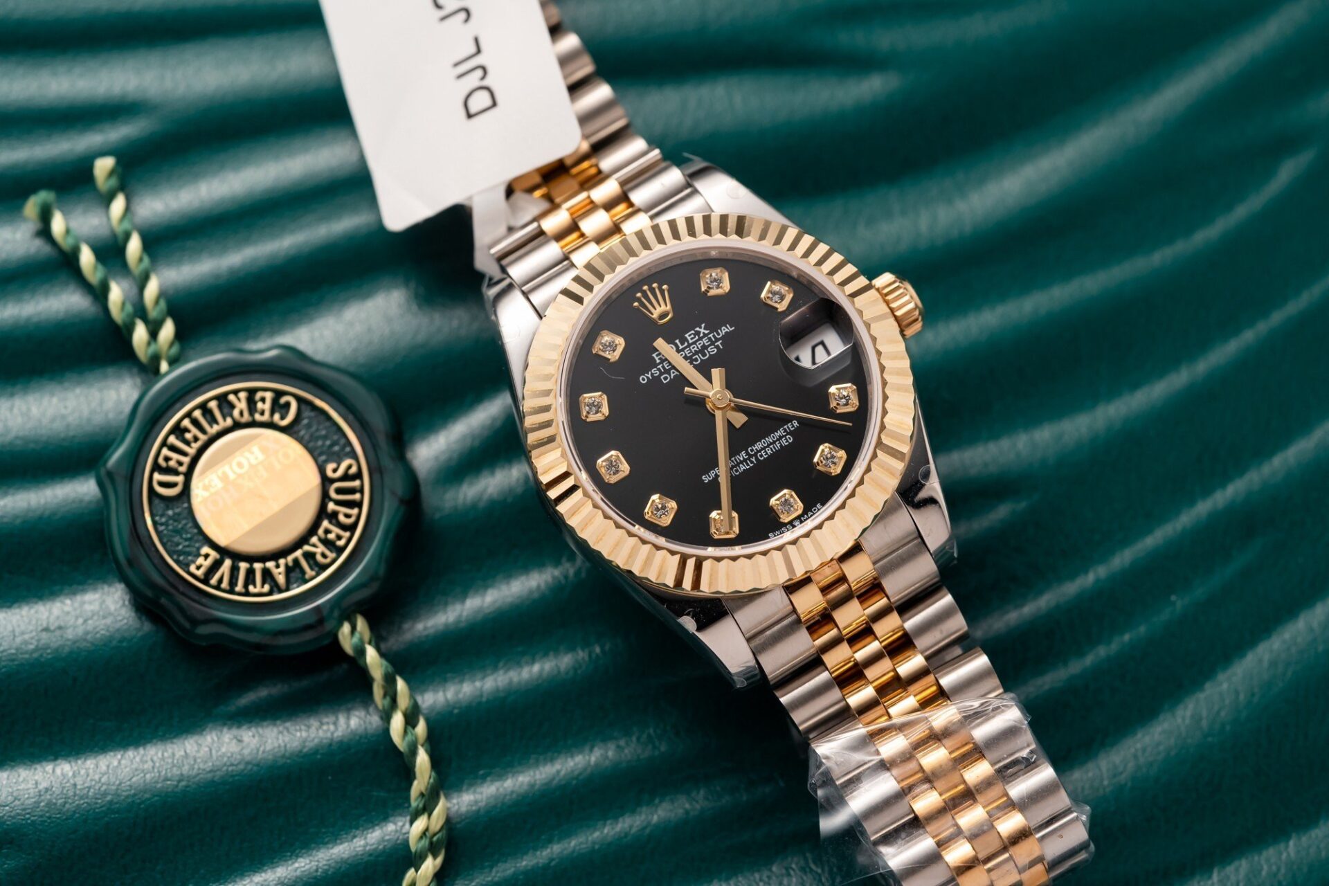 Rolex Datejust SS/YG Plated Black Dial CZ Diamonds 31mm Jub Super Clone