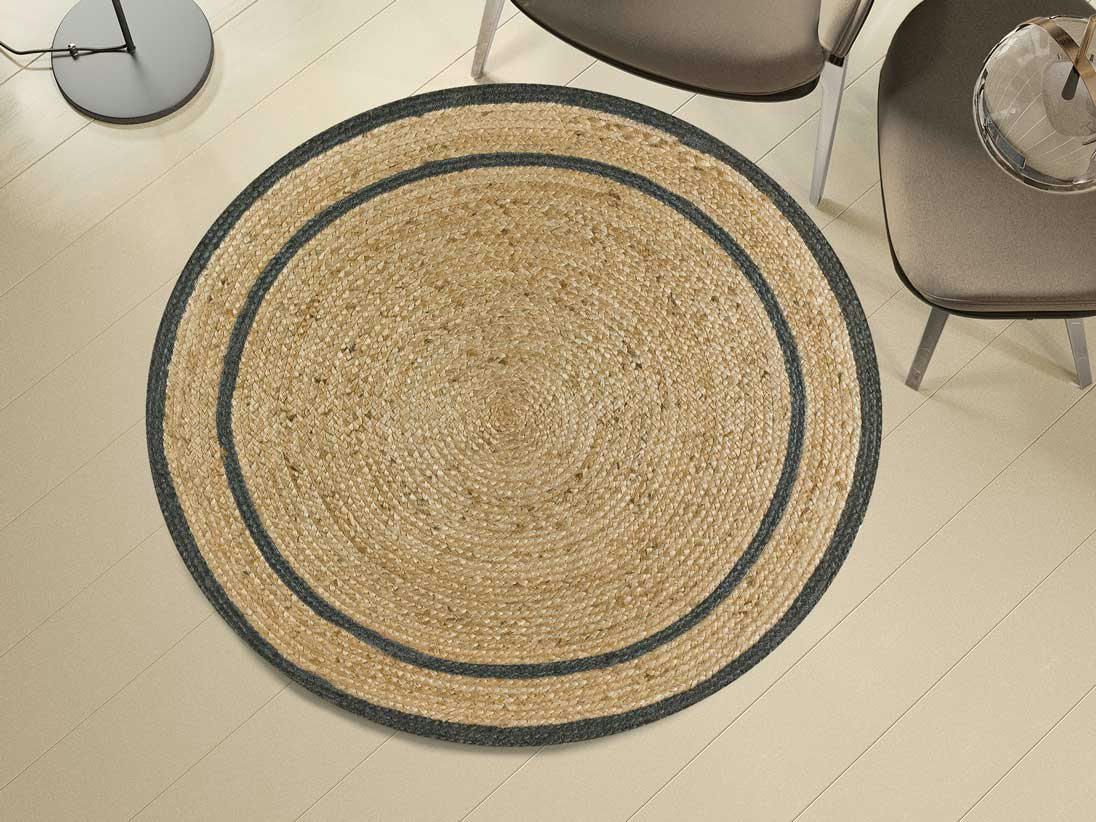 MAHON - Tapis rond en jute gris, 90X90 cm