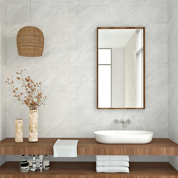 Faïence murale gris effet marbre brillant L.90 x l.30 cm x ép.10,5 mm, Balmoral