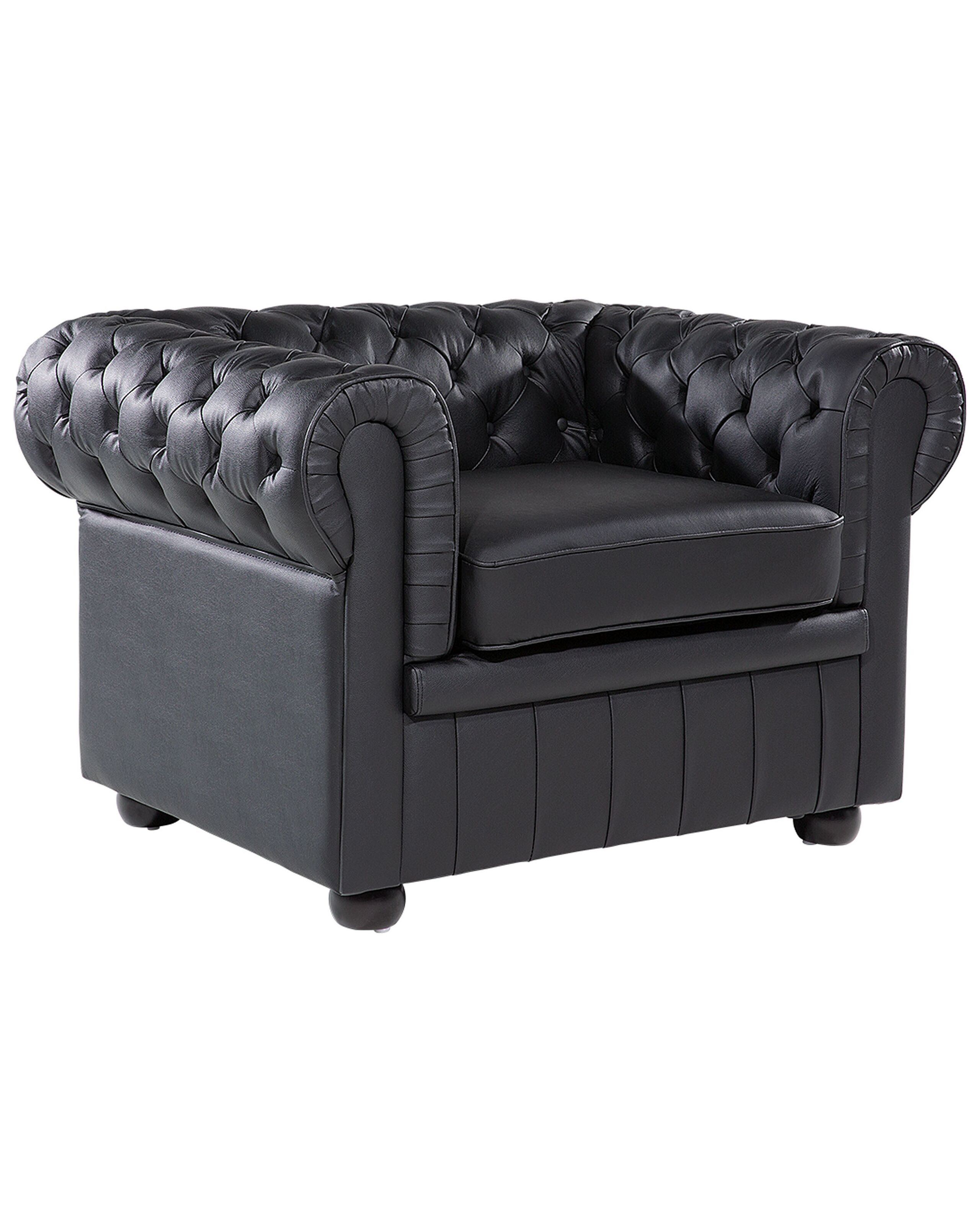 Fotel krzesło chesterfield skóra czarny