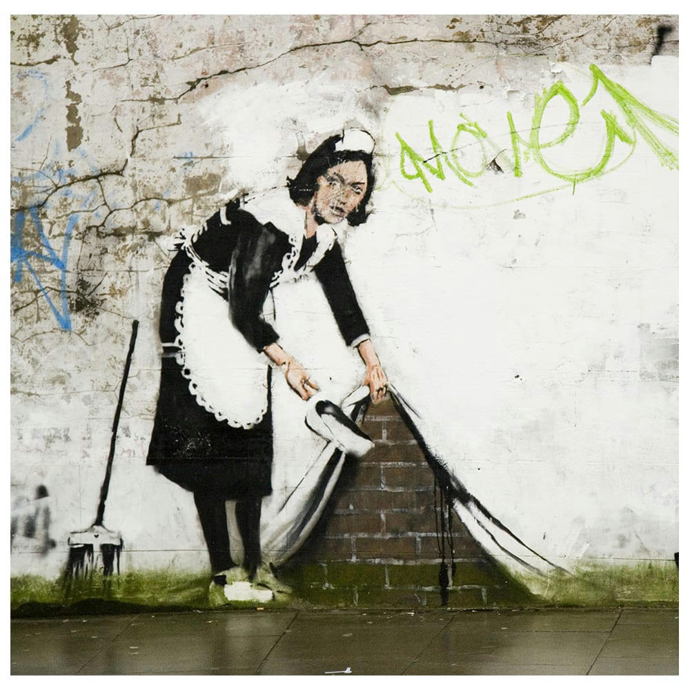 - Tableau Sweep it Under the Carpet Banksy 90x90cm