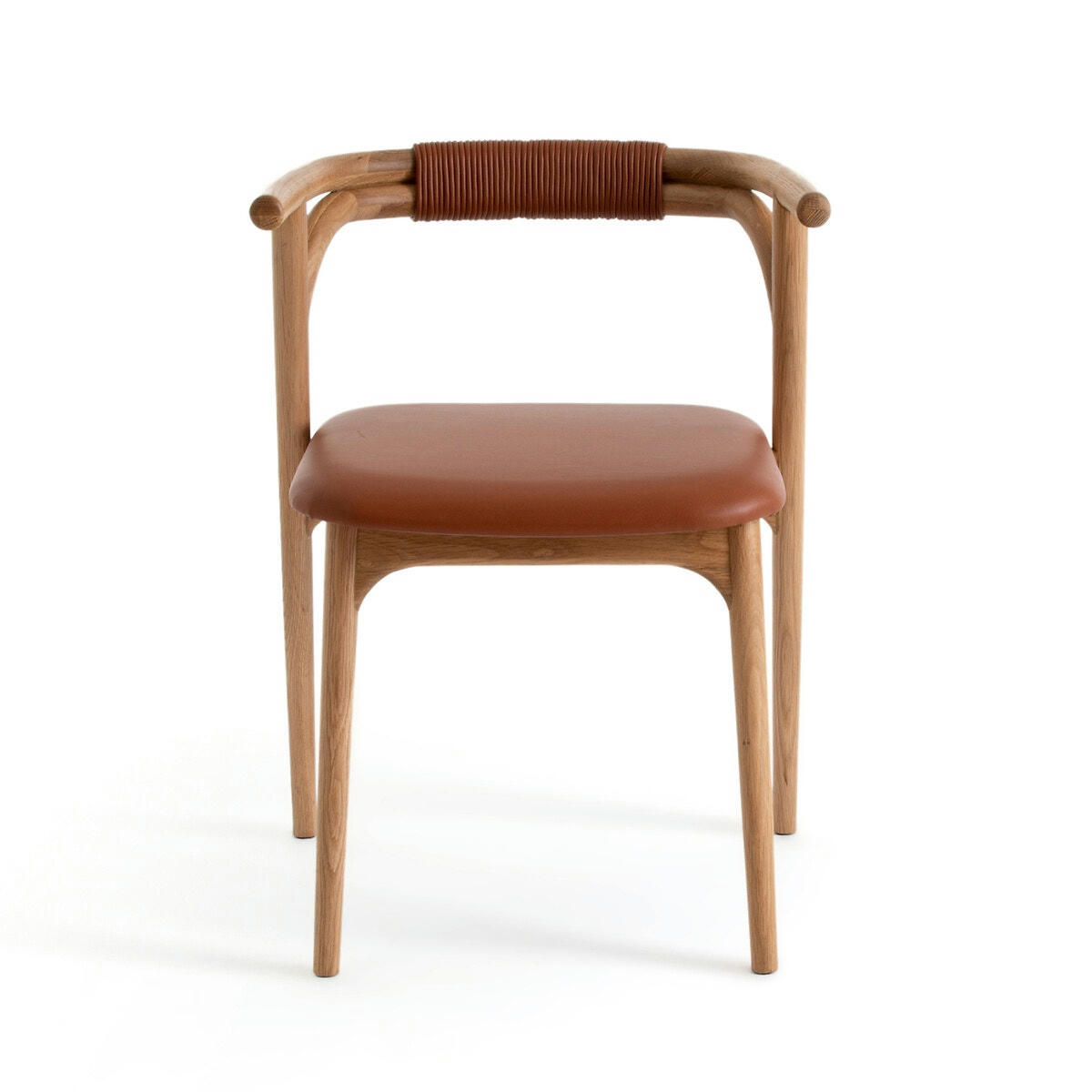 Fauteuil de table chêne/cuir, Fermyo