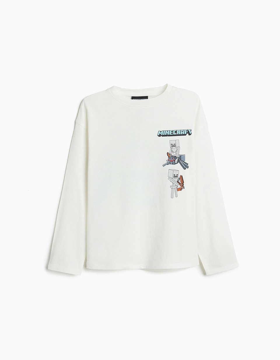 T-shirt Manga Comprida 'Minecraft', Menino, Branco