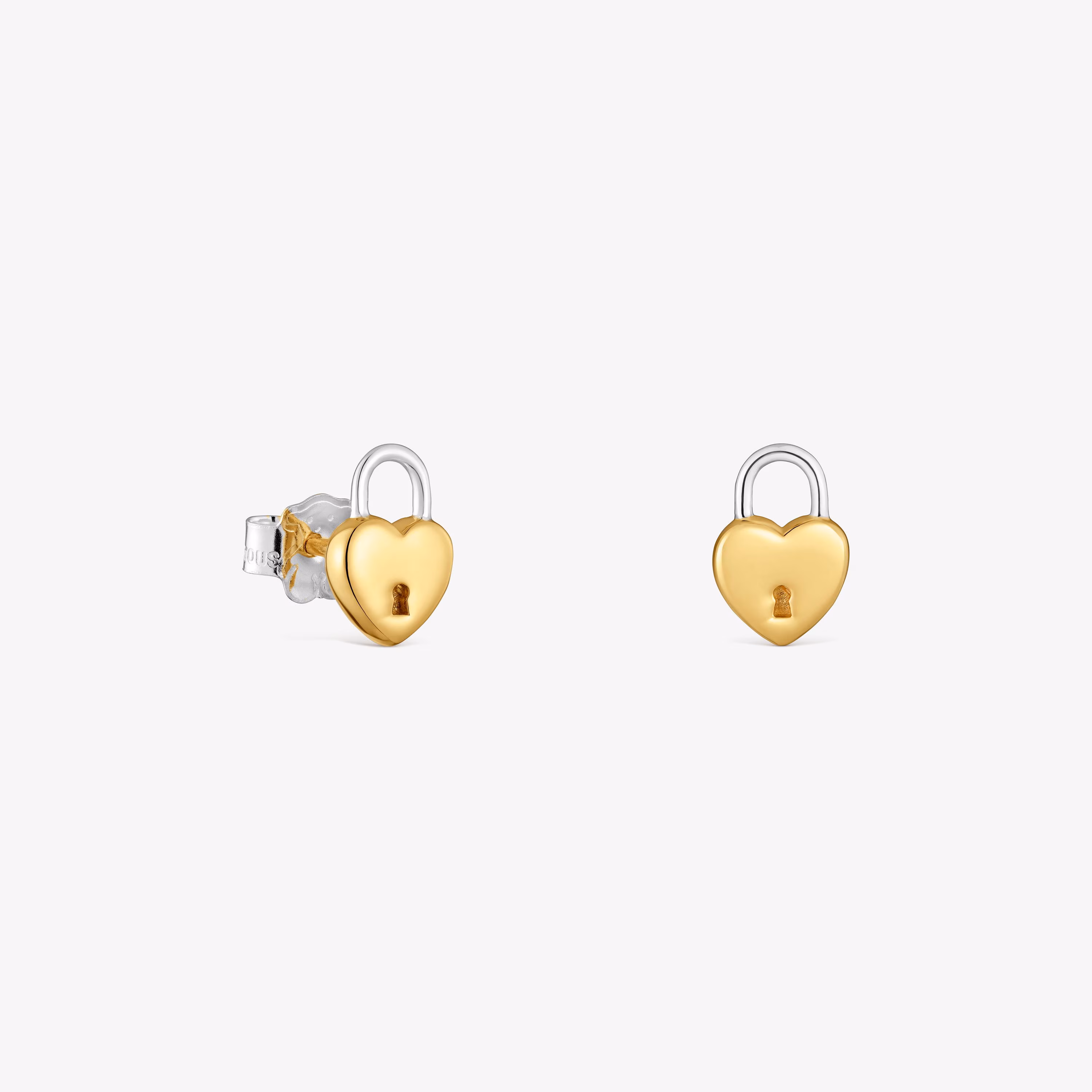 Pendientes bicolor corazón candado TOUS Unlock