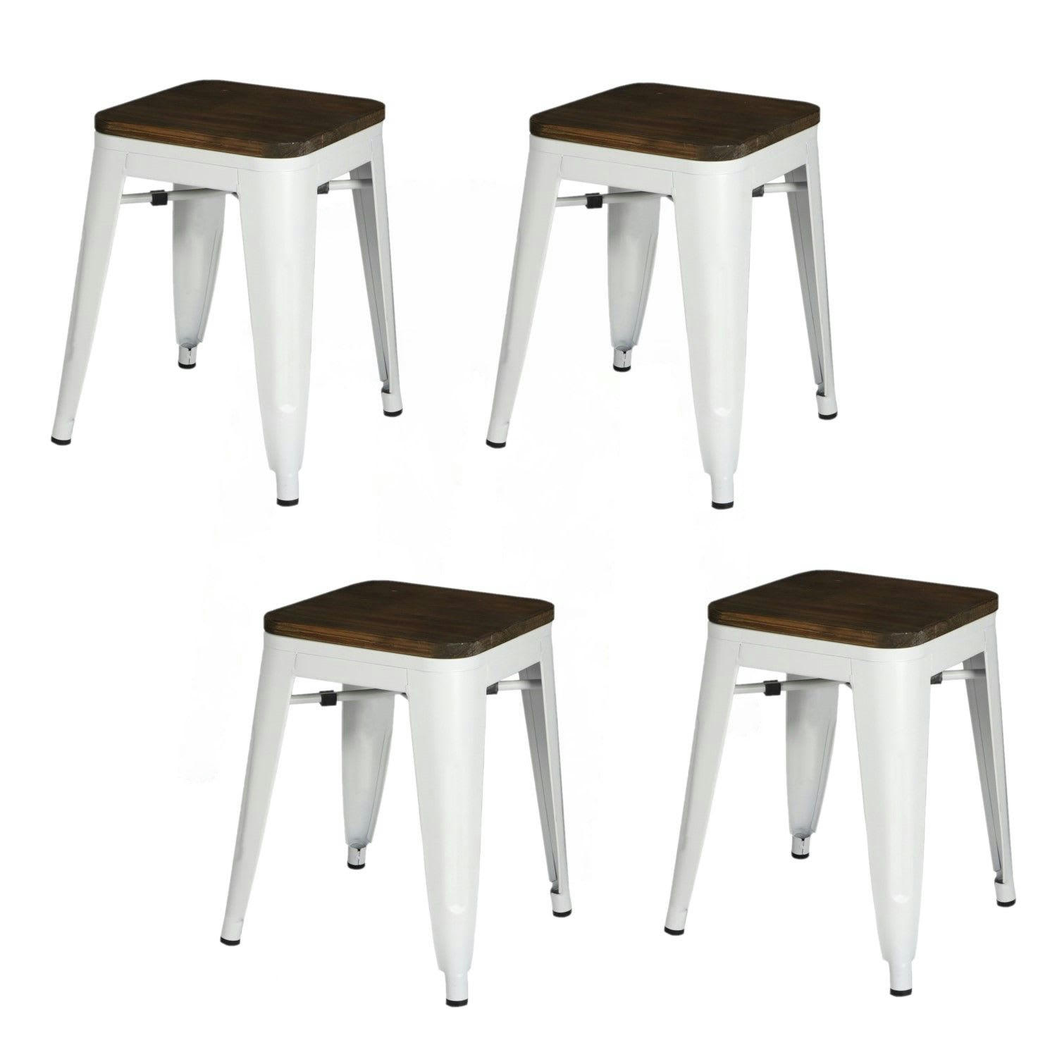 - Lot de 4 tabourets vintage blanc
