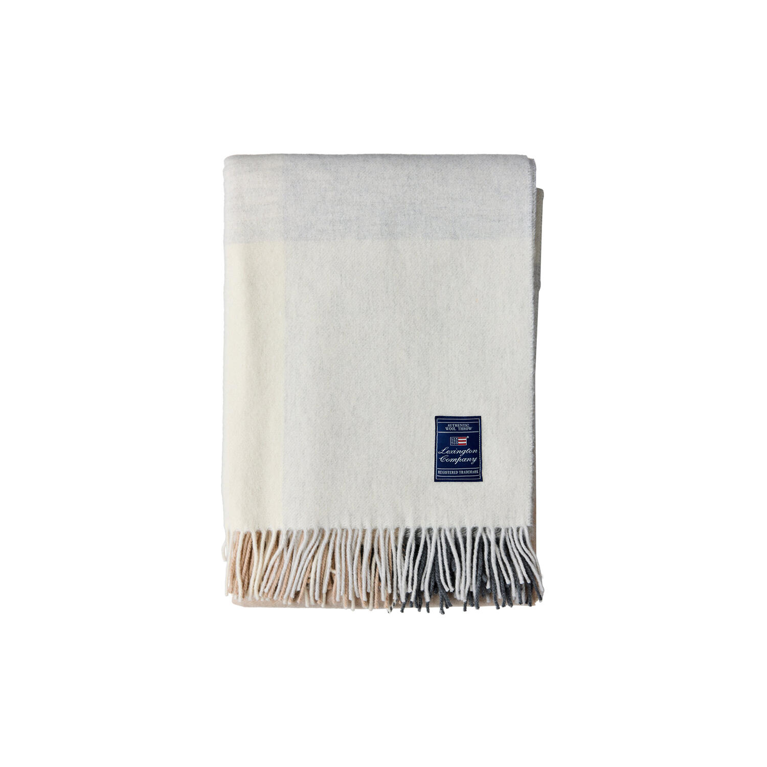 Icons Checked&nbsp;Recycled&nbsp;Wool&nbsp;Throw, white/beige/grey