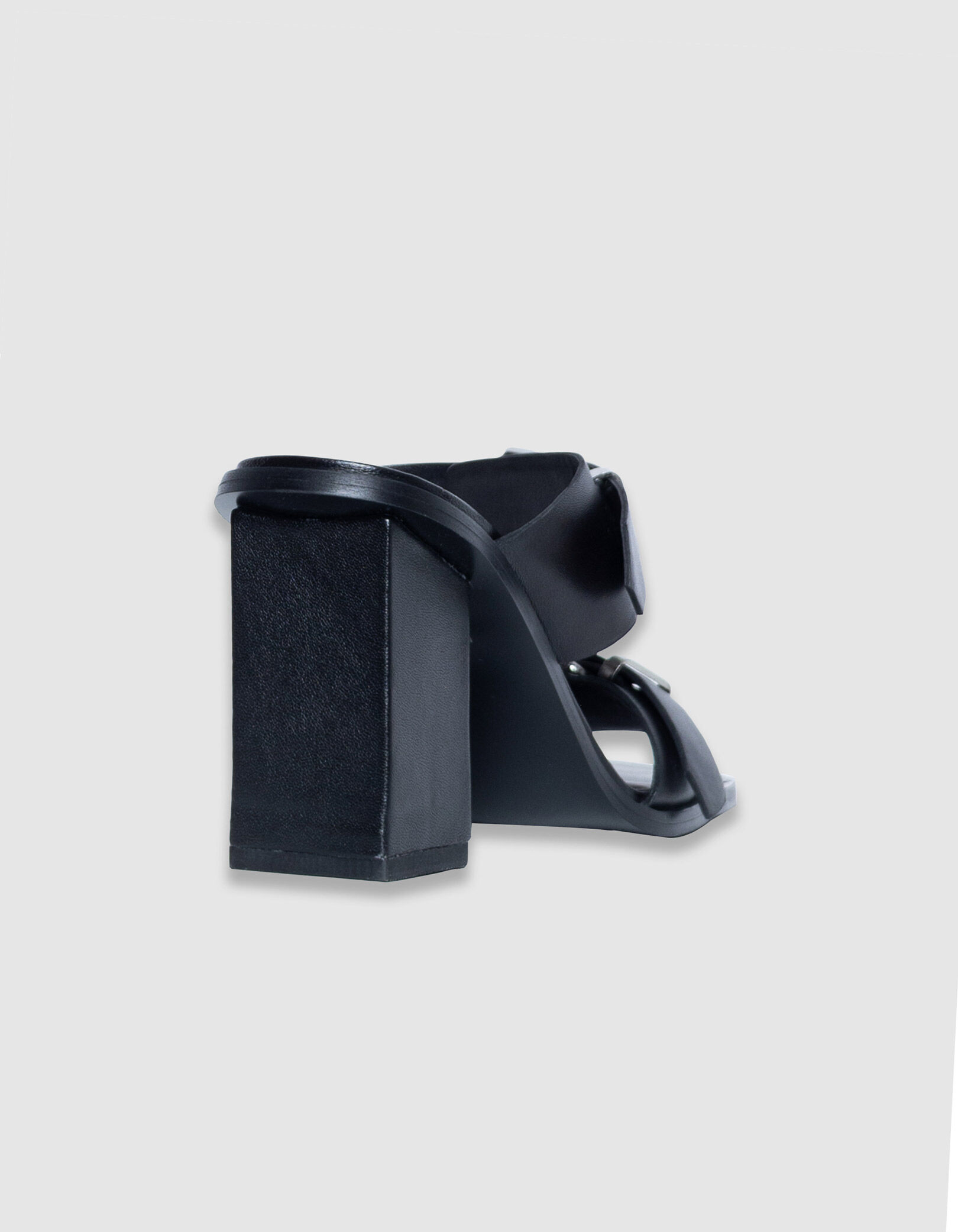 Mules à talon noires cuir double bride Femme