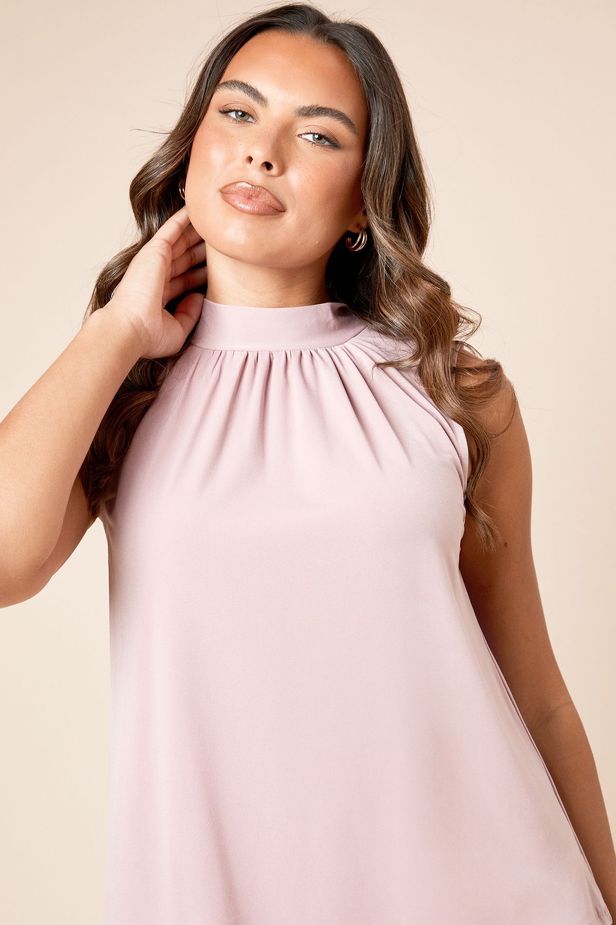 Dorothy Perkins High Neck Tie Back Jersey Top