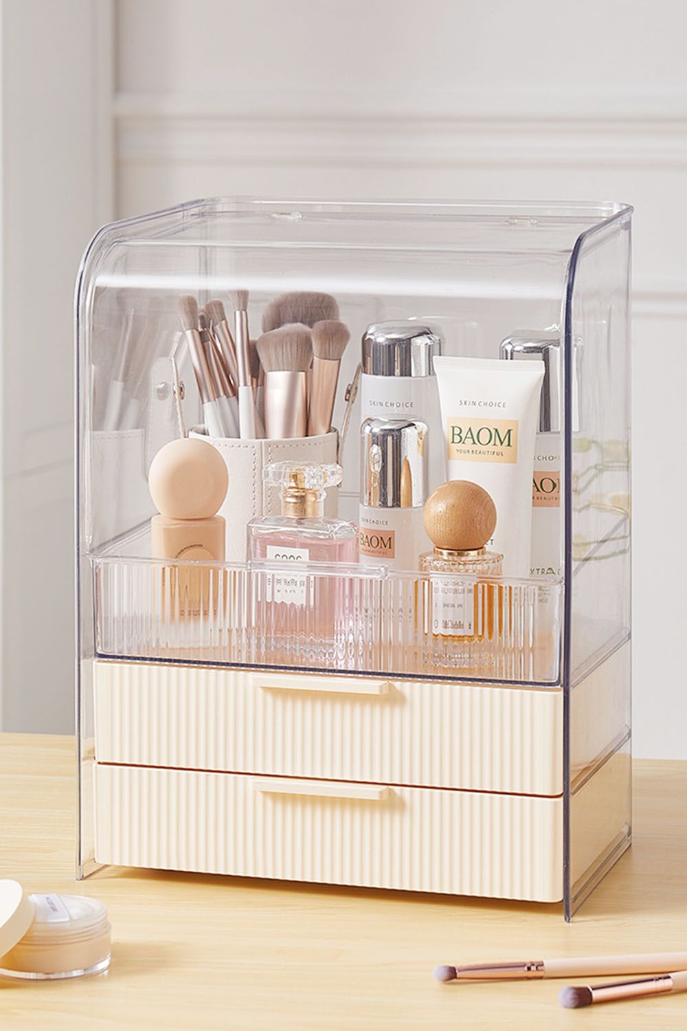 The hot sale Transparent Cosmetics Storage Organizer with 2 Drawers