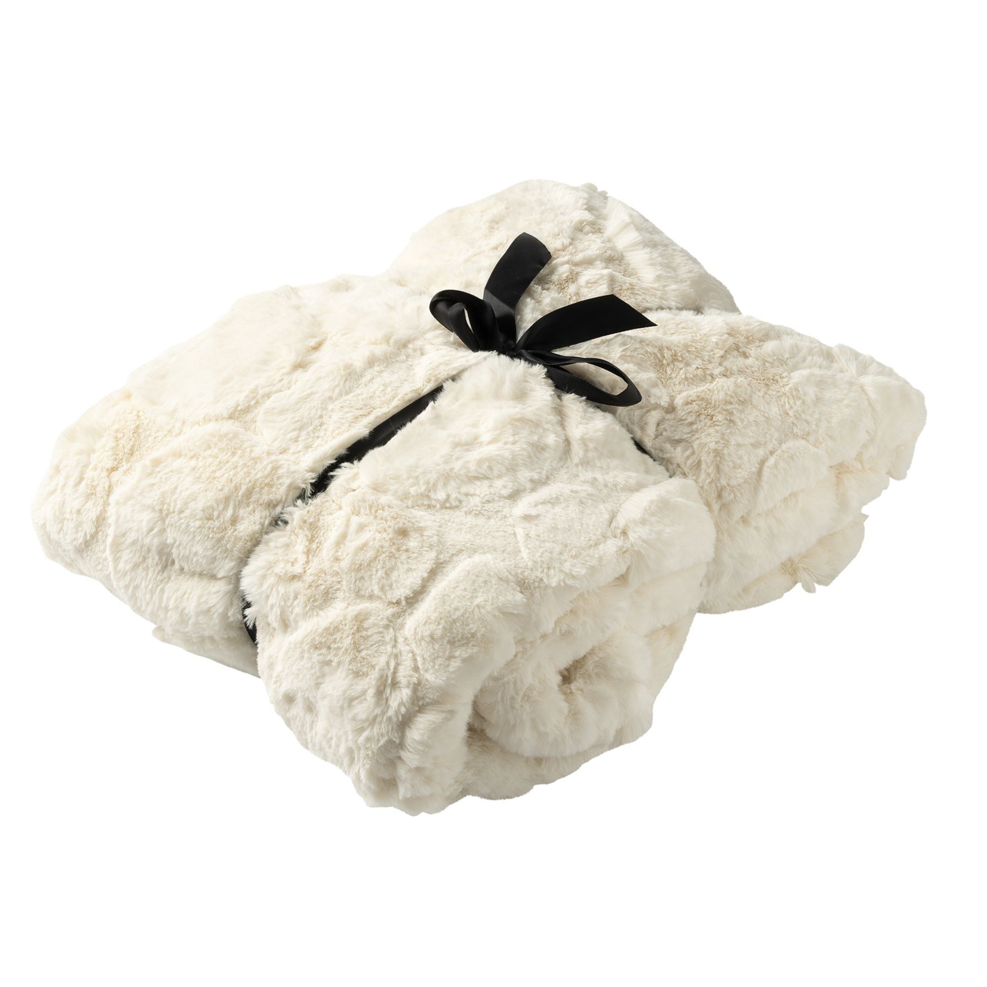 POMMELIEN - plaid 130x160 cm - bontlook - organisch patroon - Cannoli Cream - beige