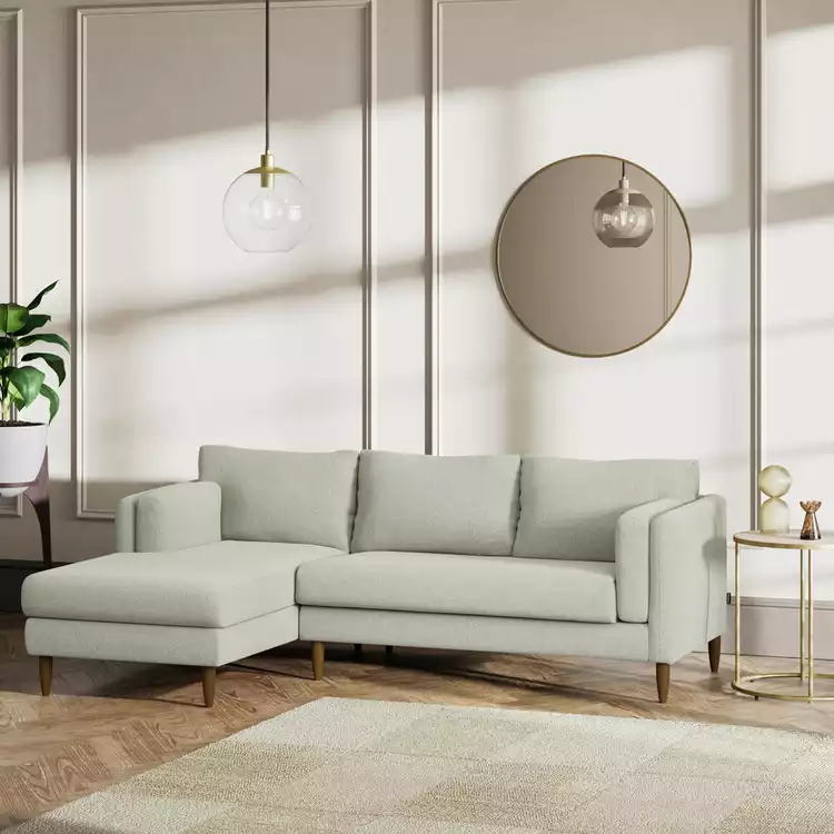 Habitat Newington Left Hand Corner Sofa -Sage Green-Dark Leg