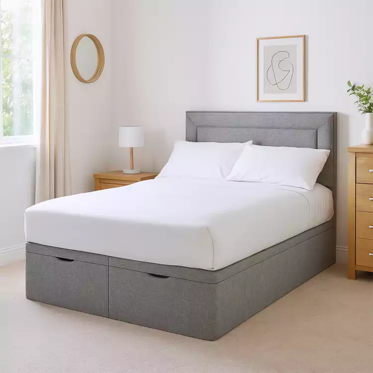 Millbrook Border Double Fabric End Lift Ottoman Bed - Grey