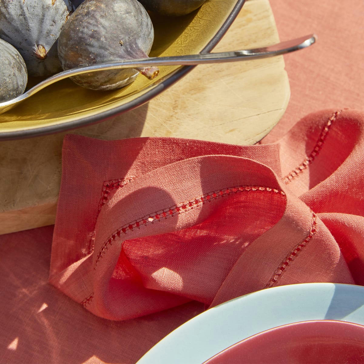FLORENCE - Serviette de table en lin rouge 37x50