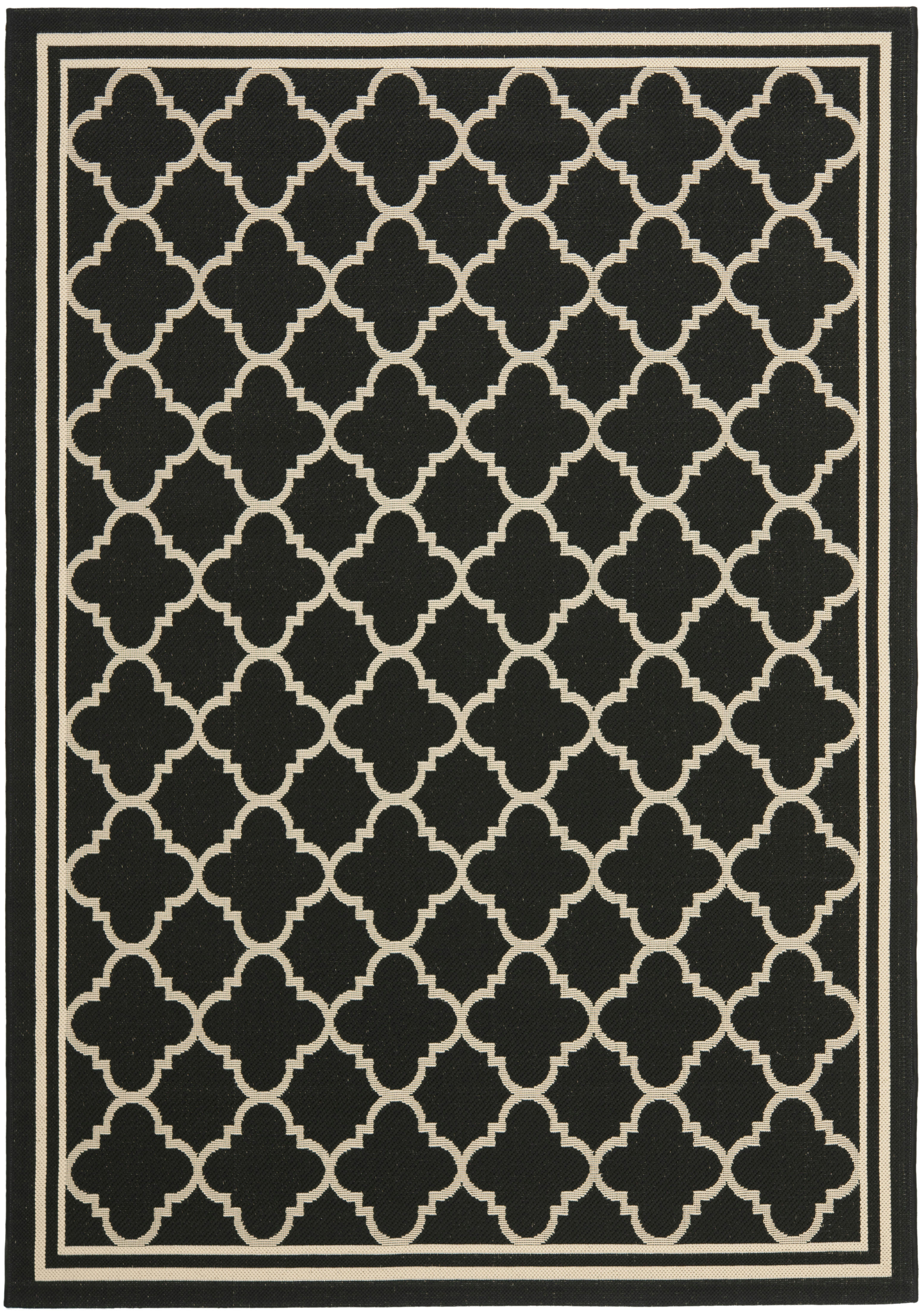 COURTYARD - Tapis interieur & exterieur en noir & beige, 201 x 290 cm
