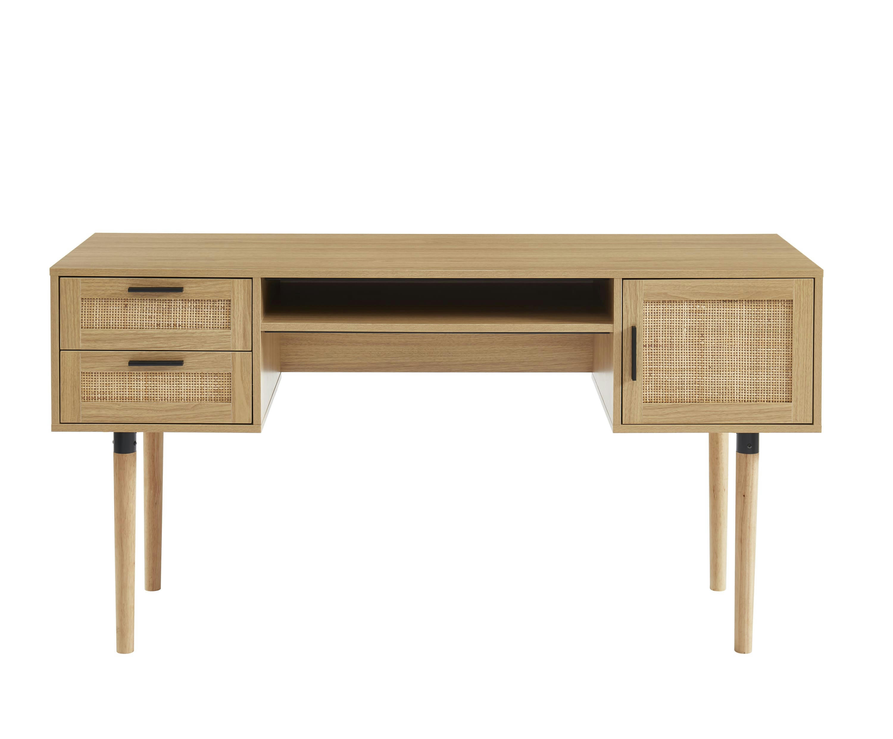 AMANA - Bureau droit  cannage rotin l150cm