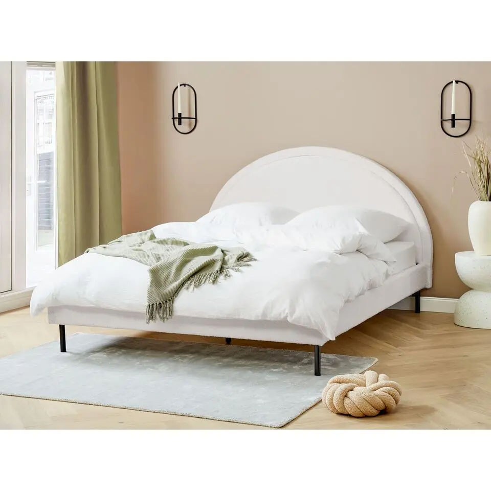 MARGUT - Bed - Wit - 160 x 200 cm - Boucl&eacute;