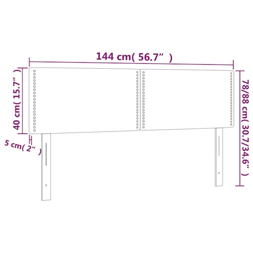 NNEVL LED Headboard Dark Grey 144x5x78/88 cm Fabric