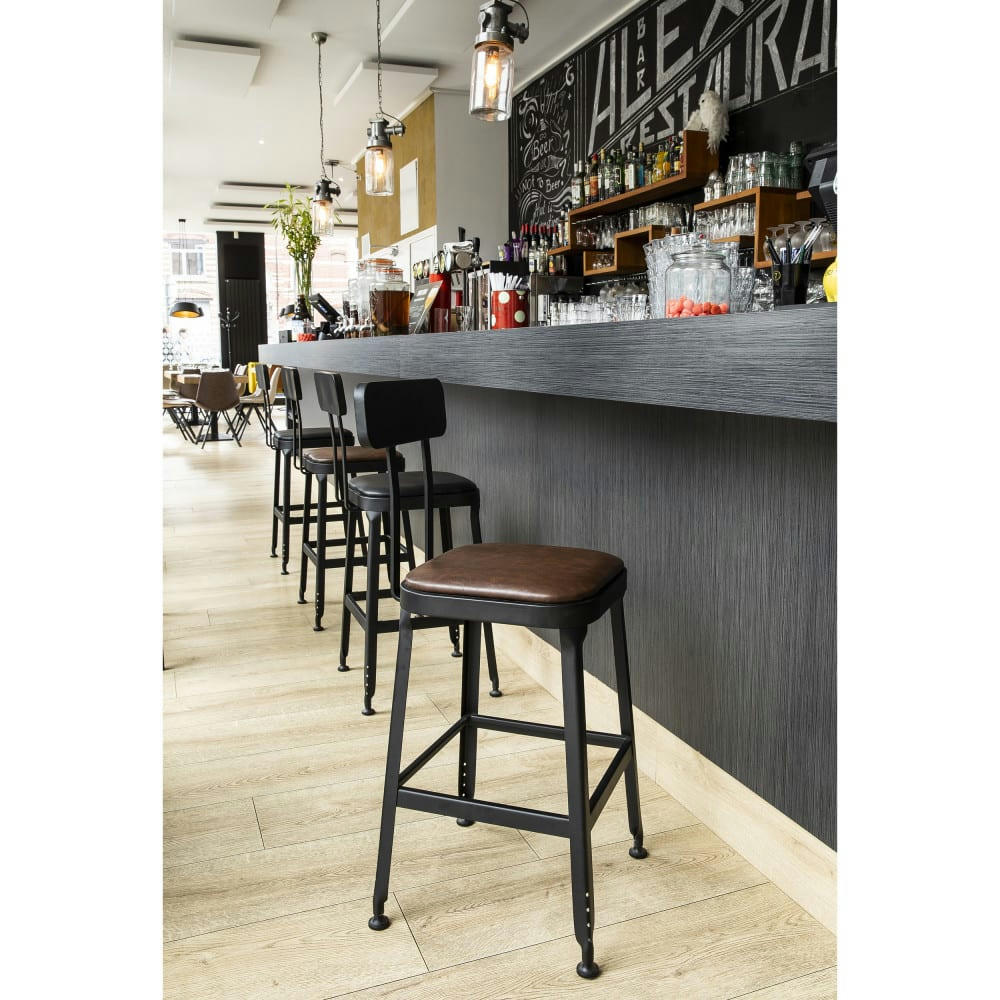 CHILLY - Lot de 2 chaises de bar métal et simili 63cm marron