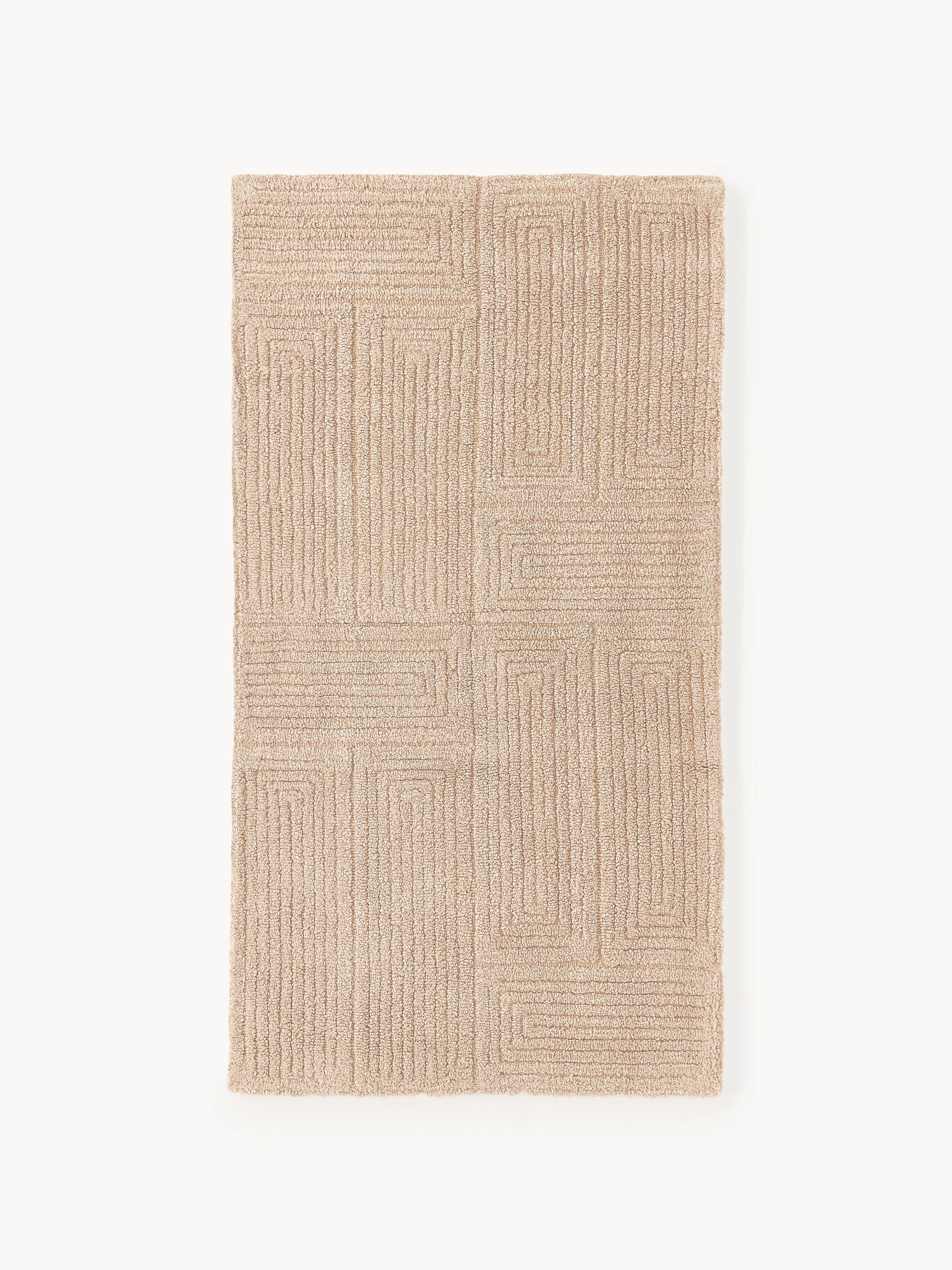 Handgetufteter Wollteppich Alexia mit geometrischem Muster