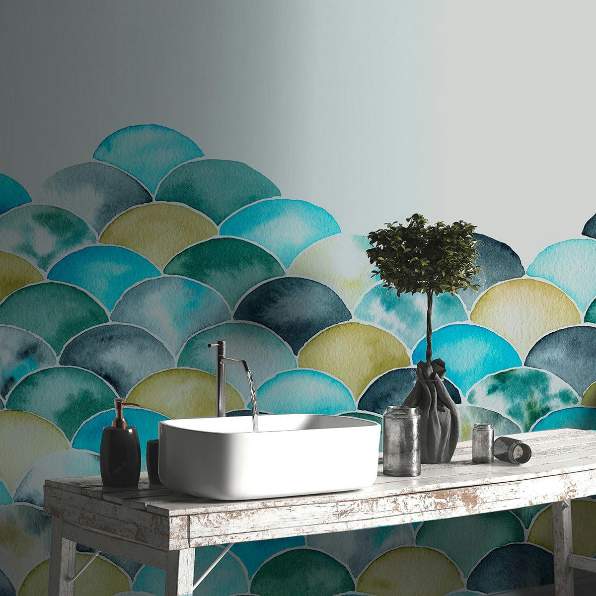 - Papier peint panoramique écailles légères 510 x 250 cm