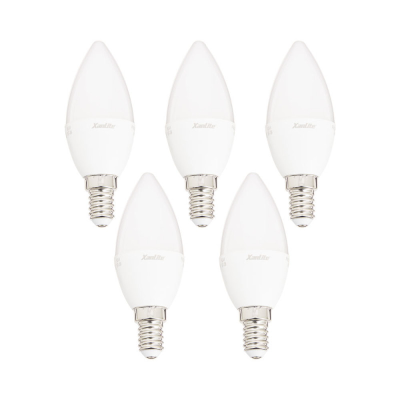 Ampoule flamme LED E14 blanc neutre 470 lm 5,5 W 5 pièces XANLITE