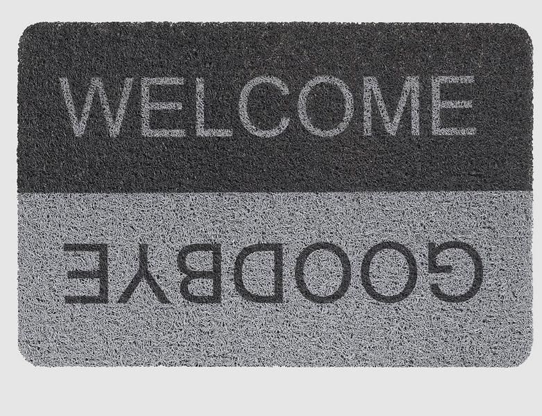 Fußmatte Curly Print Welcome Grau