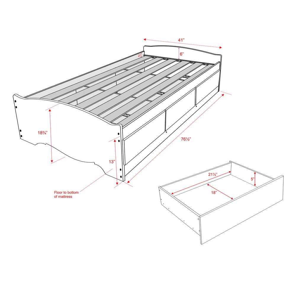 Prepac 3-Drawer Mate’s Platform Storage Twin Bed
