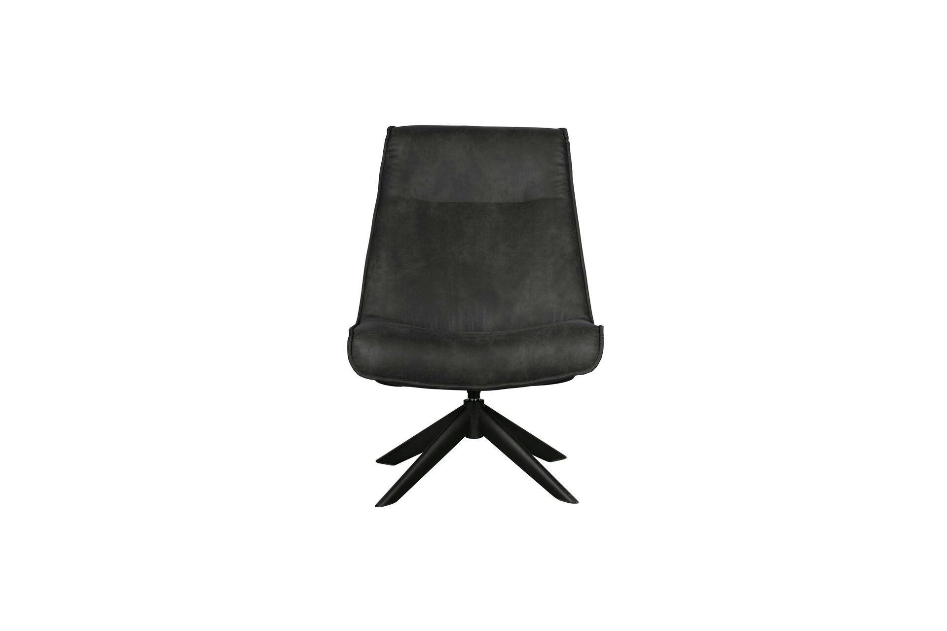 SKYLER - Fauteuil en cuir noir