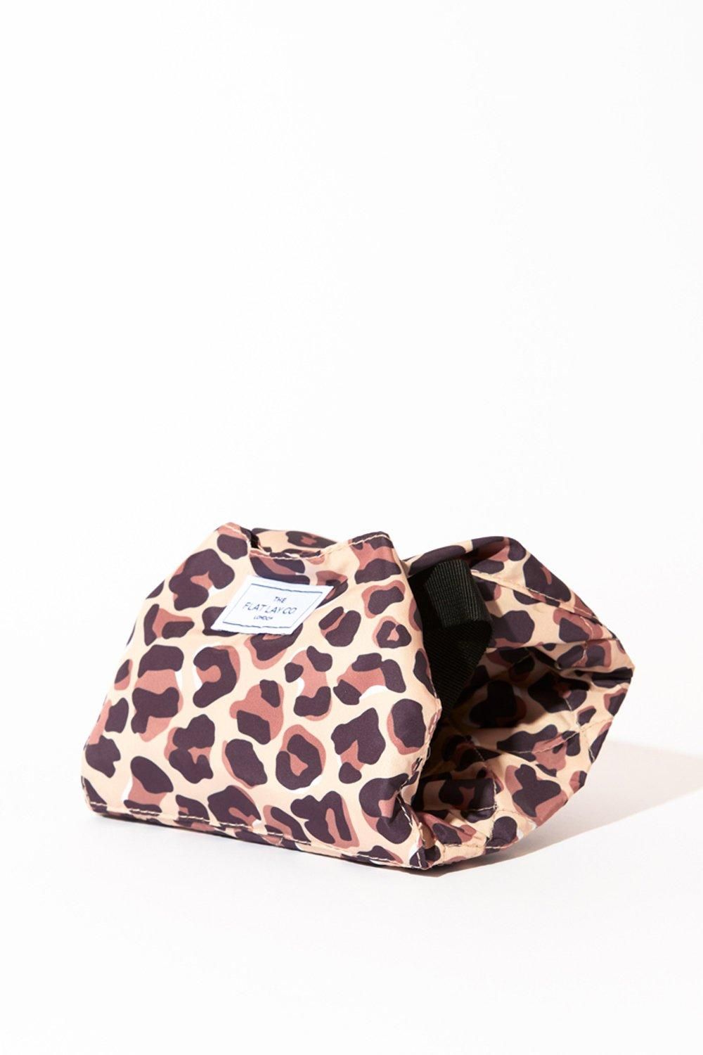 The Flat Lay Co Leopard Open Flat Makeup Bag