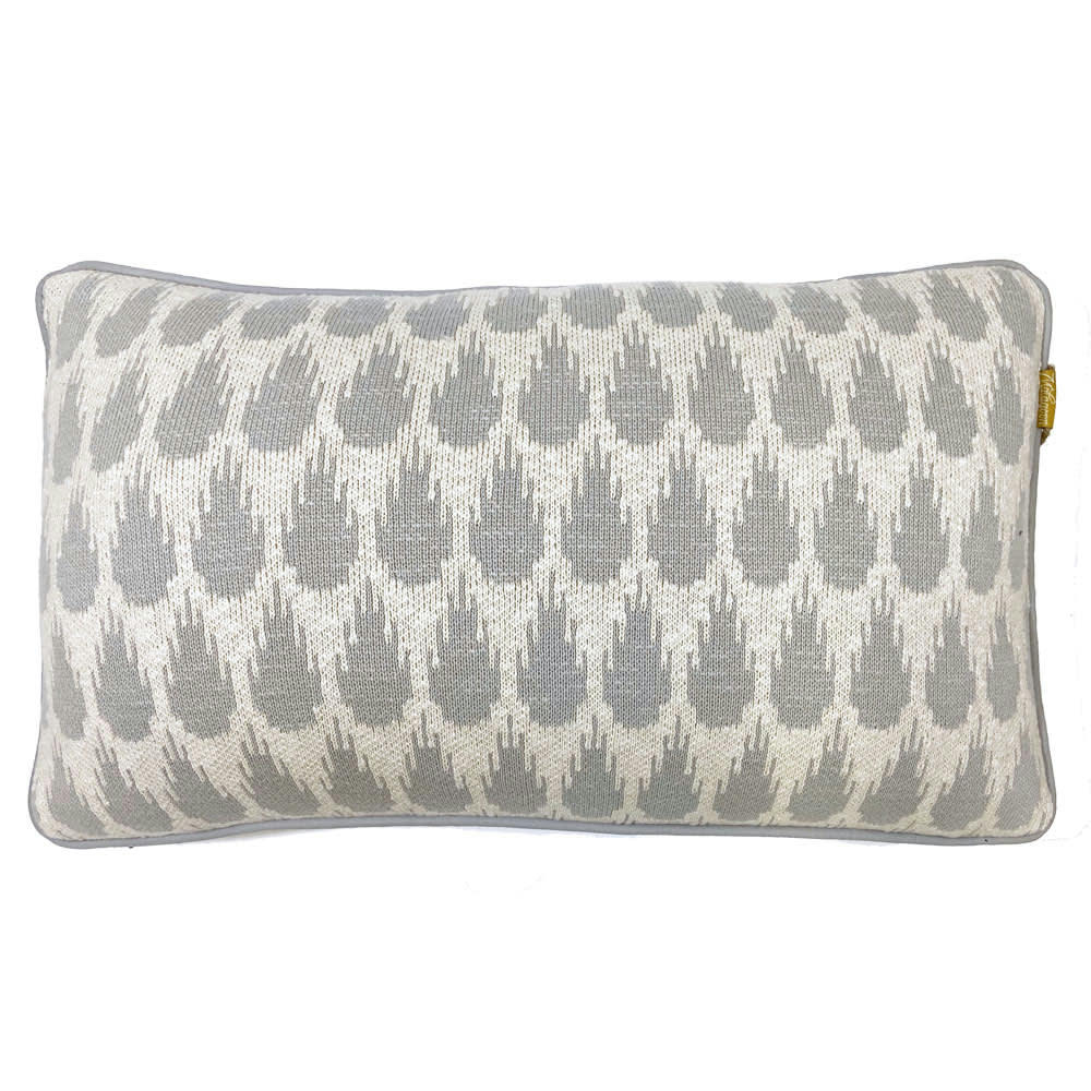 BOTANIQUE - Coussin botanique tricoté gris clair 35x60