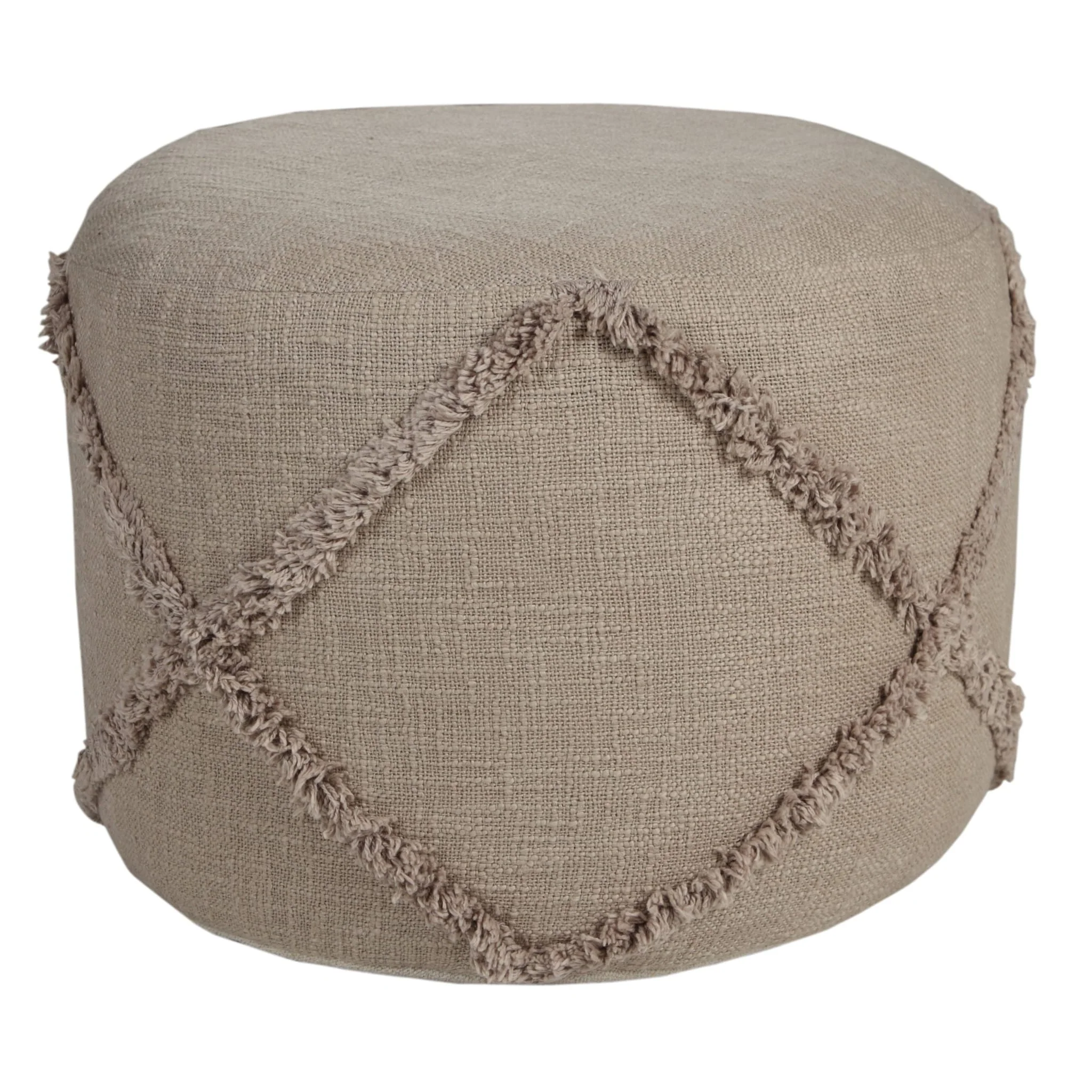 18-Inch Cotton Cylinder Pouf Ottoman for Floor Seating and Footrest
