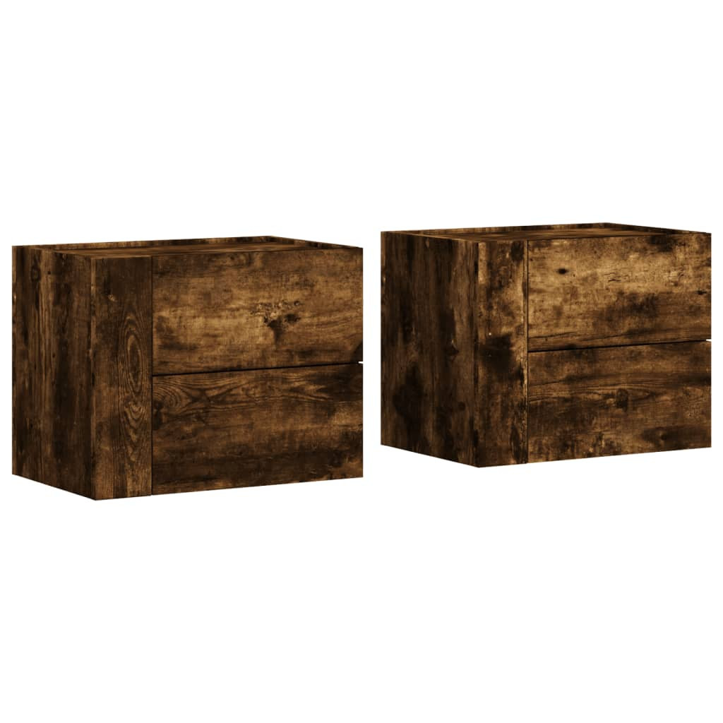 2x Szafka Nocna Stolik Brązowa z Szufladą Wisząca Do Sypialni 45x30x35 cm
