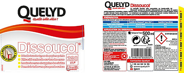 Décolleur de papier peint Dissoucol - surface de couverture 280 m² - contenance 0,5 L - Quelyd 30602476