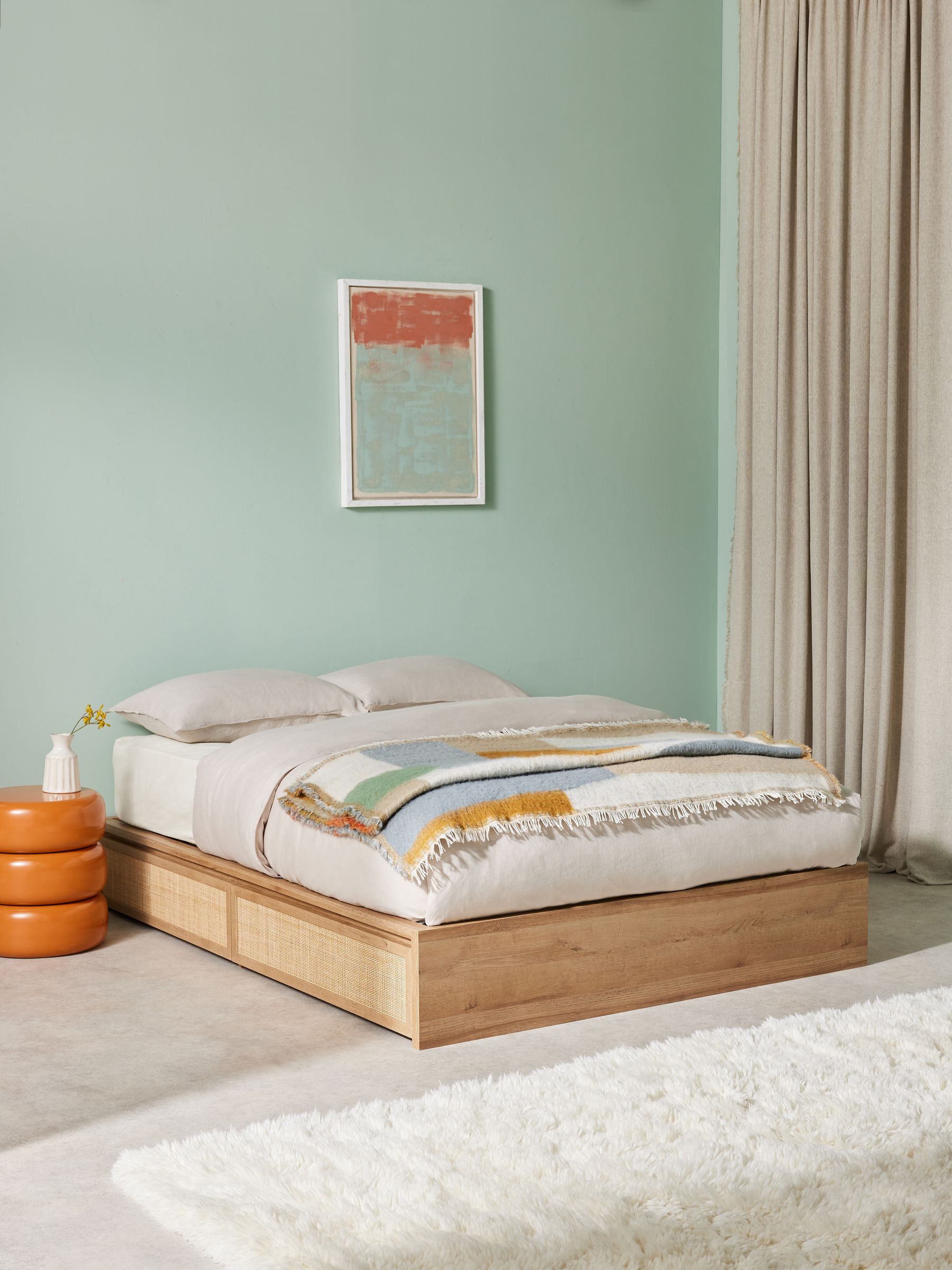 Pavia Rattan Storage Bed in Oak Effect