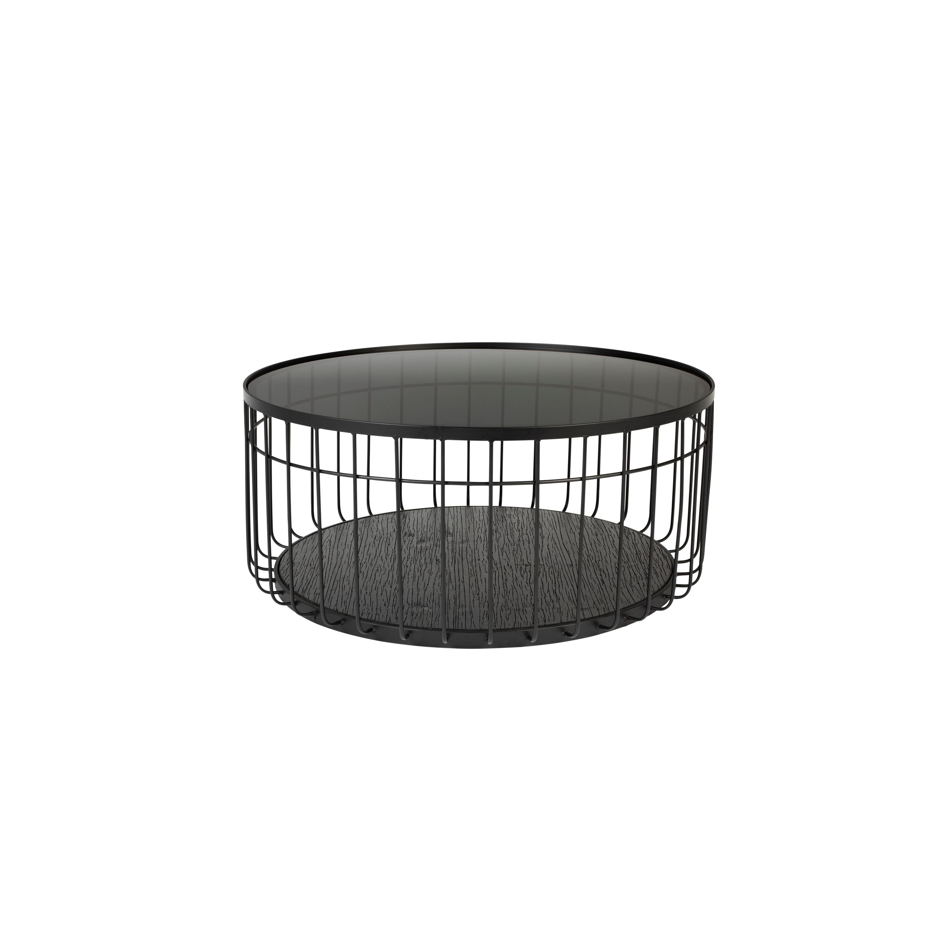 Housecraft Living Lance Salontafel Rond Glas/ Metaal 80x80 cm Zwart