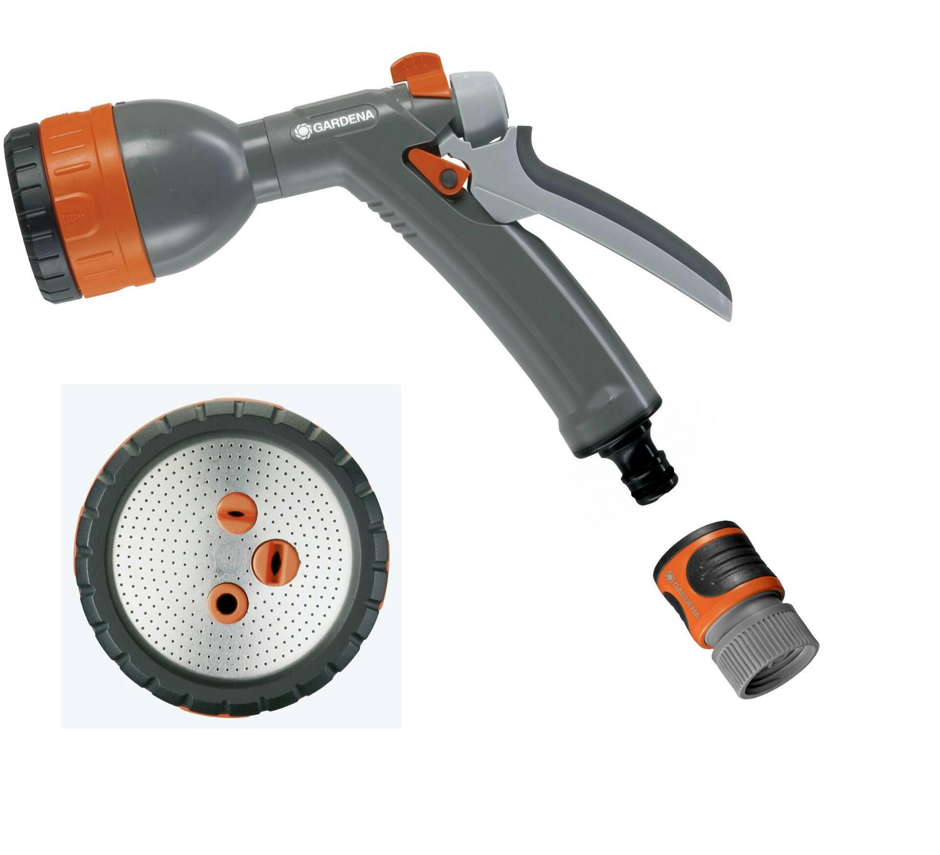 Gardena Frost Proof Plastic 4-Pattern Rear-Trigger Garden Water Hose Spray Nozzle