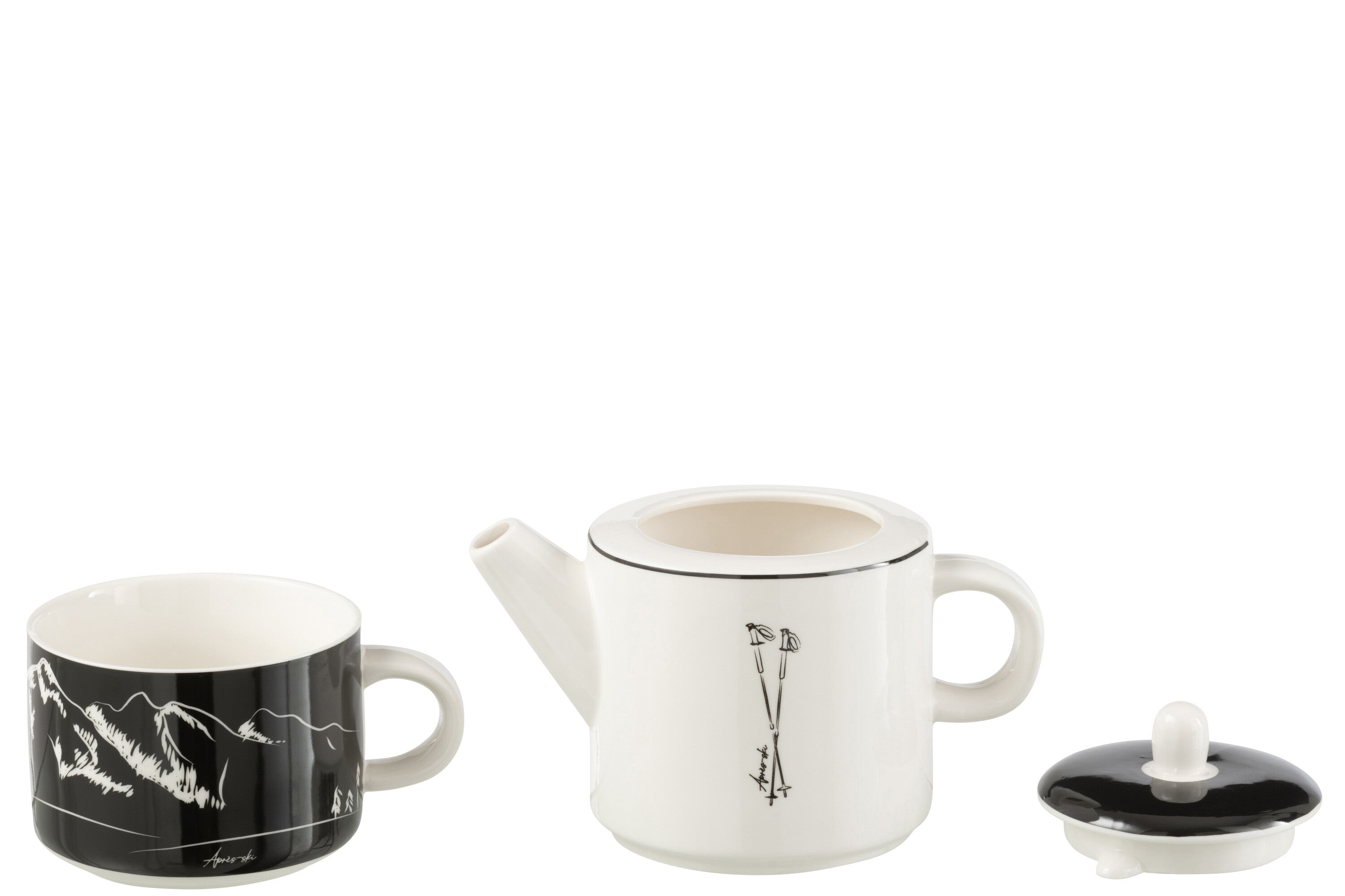 J-Line theepot   tas - keramiek - zwart/wit - giftbox