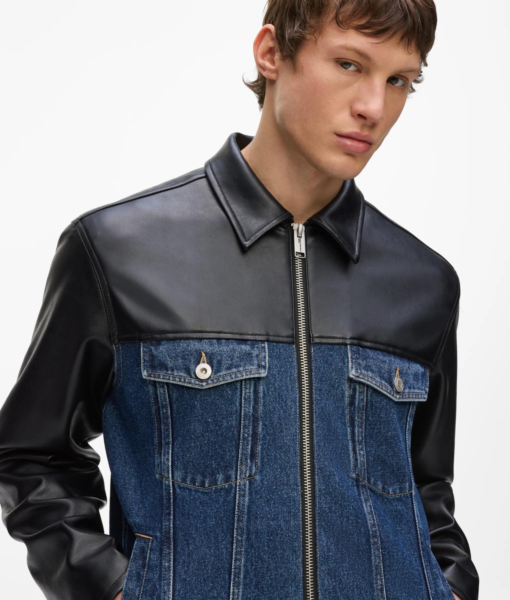 Veste en denim et simili-cuir