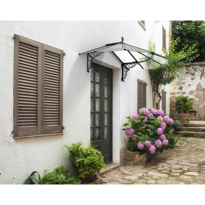 Marquise de porte Iris noire 174,9 x 125 cm CANOPIA