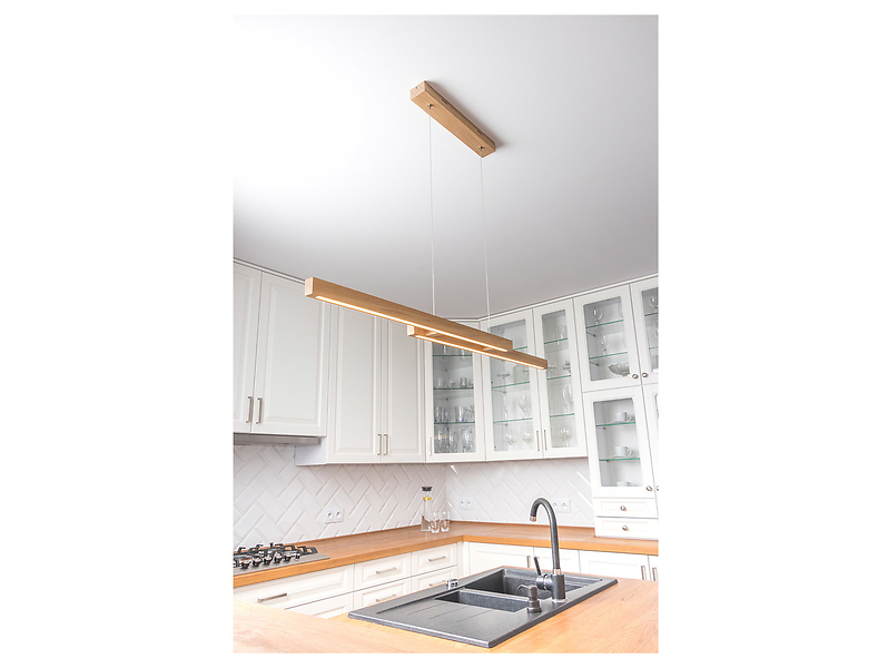 Lampa wisząca Smal Double LED 2-punktowa drewniana brązowa