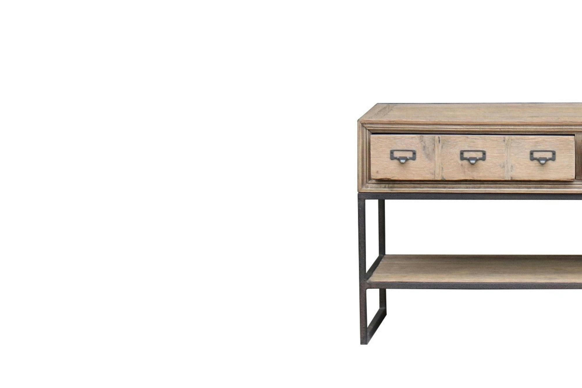 BALMA - Meuble TV 1 porte - 2 tiroirs en chêne recyclé