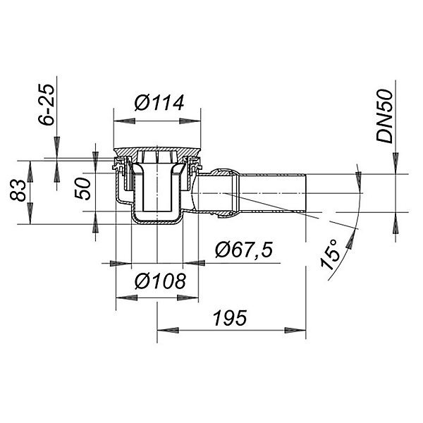 Bonde de douche Dallmer - 85mm pour receveur avec orifice de vidage de 90mm - rotule réglable de 0 - 15 degrés