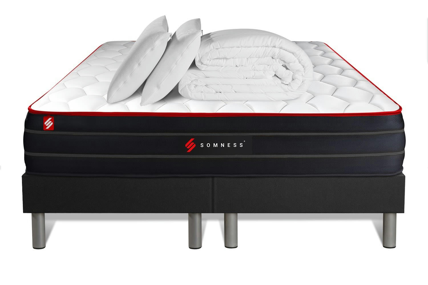 BOOST - Pack matelas 180x200 double sommiers oreiller couette