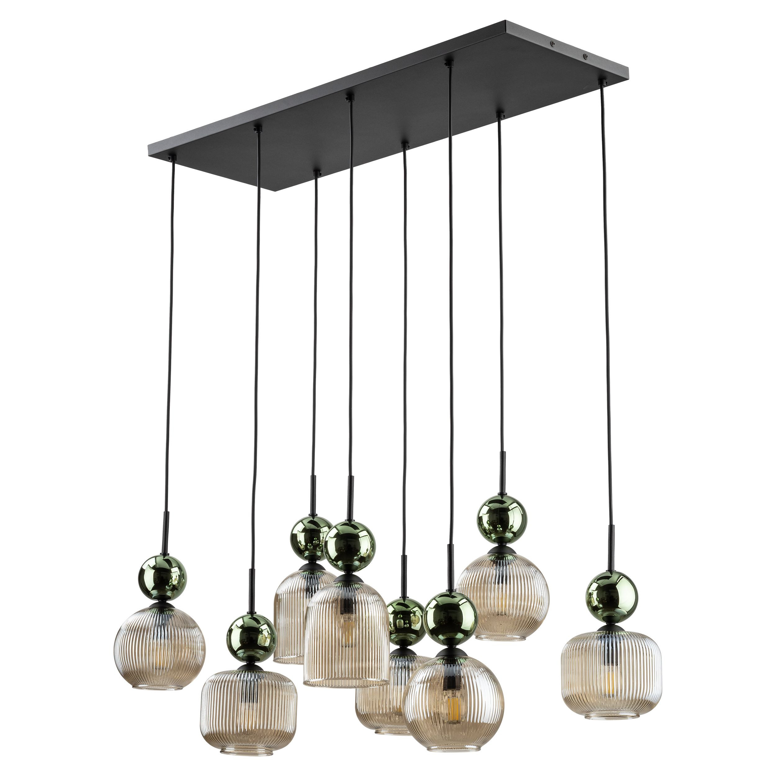 Lampa Wisząca Tk Lighting Sophia Zielone Kulki Koniakowe Ryflowane Klosze