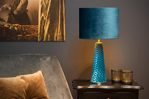 Lampe de table EXTRAVAGANZA VELVET en métal avec 1xE27 - Turquoise - Lucide