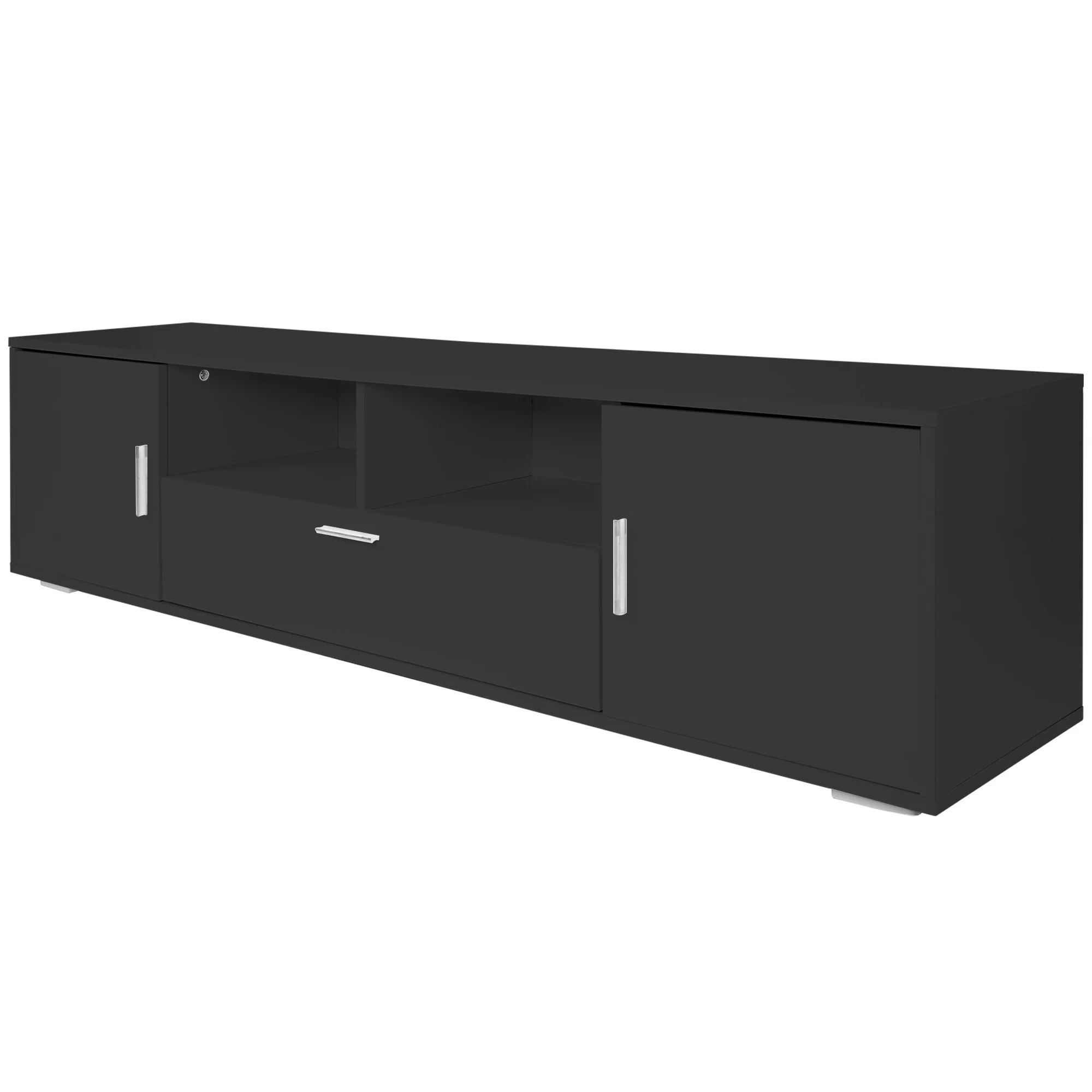 Black 63 Gaming TV Stand with LED, Drawer, & Glass Shelf for TVs Up to 75