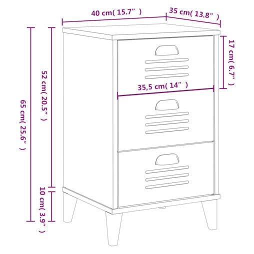 NNEVL Bedside Cabinet VIKEN White Engineered Wood